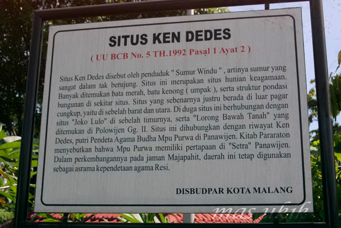 Papan keterangan di Situs Ken Dedes Panawijen atau Polowijen (Foto: Mas Uki)