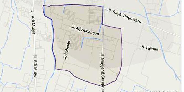 Peta Kelurahan Arjowinangun, Kecamatan Kedungkandang, Kota Malang