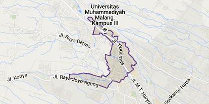 Peta Kelurahan Tlogomas, Kecamatan Lowokwaru, Kota Malang