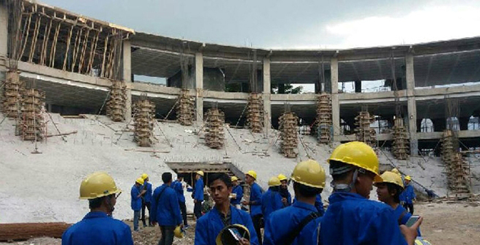 Gedung Bundar Al Asy'ari Unisma ketika masih dalam proses pembangunan (C) TIMES INDONESIA