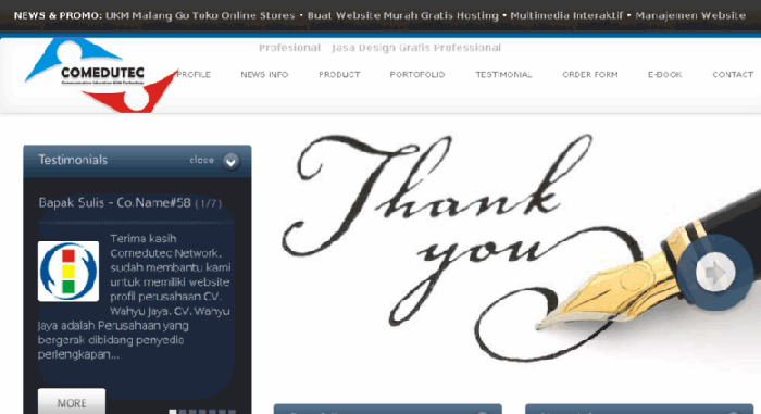 Contoh penyedia jasa pembuatan website: Comdutec Network